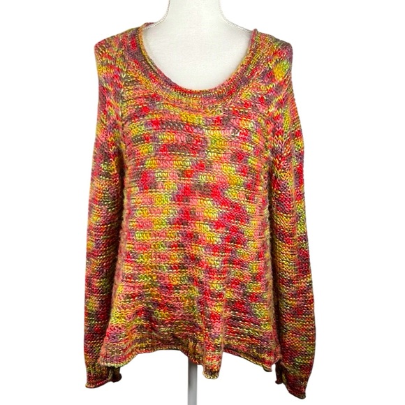 American Rag Boho Multi-Colored Open Knit Festival Wool Blend Sweater Size Large - Picture 1 of 6